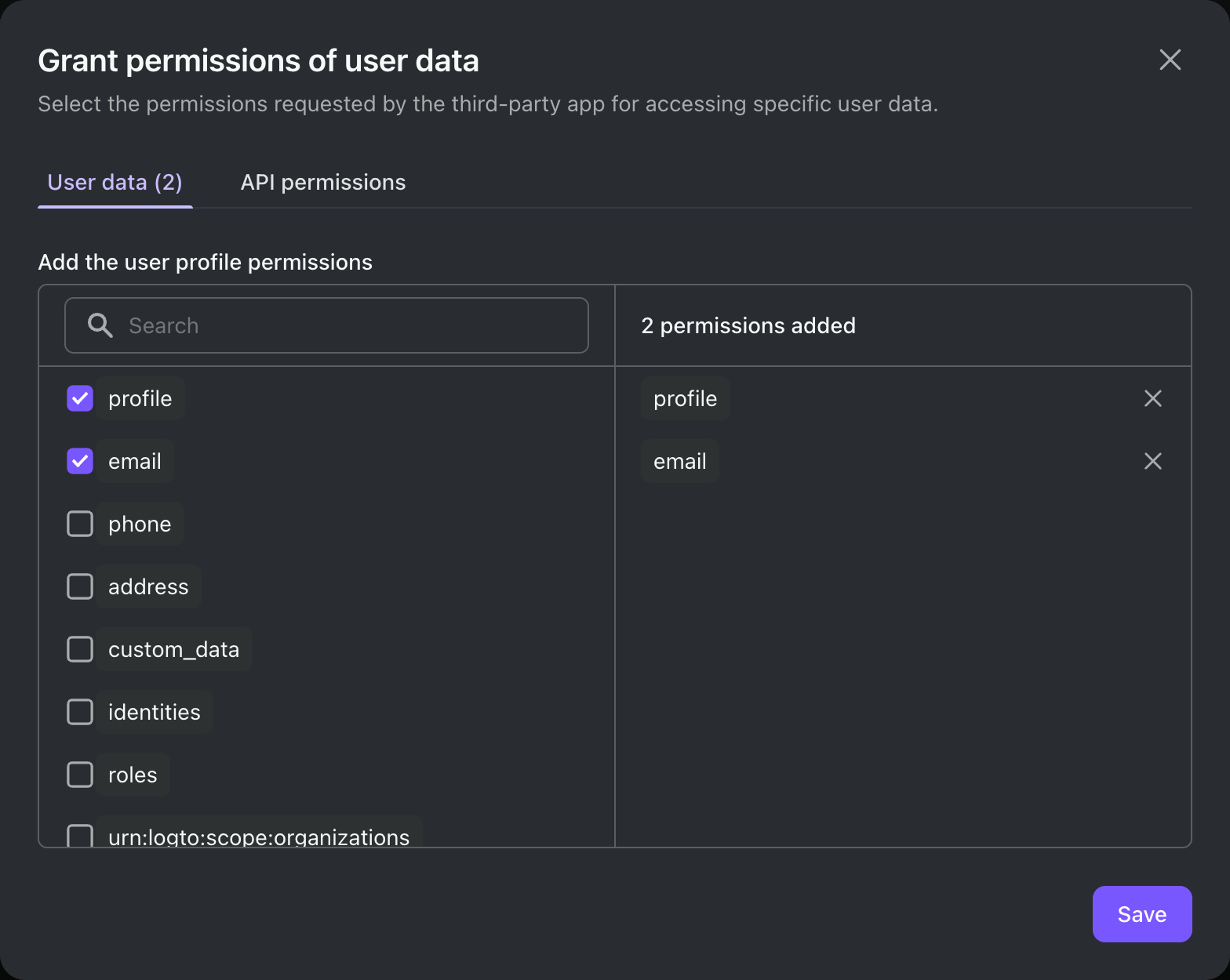 Drittanbieter-App-Berechtigungen