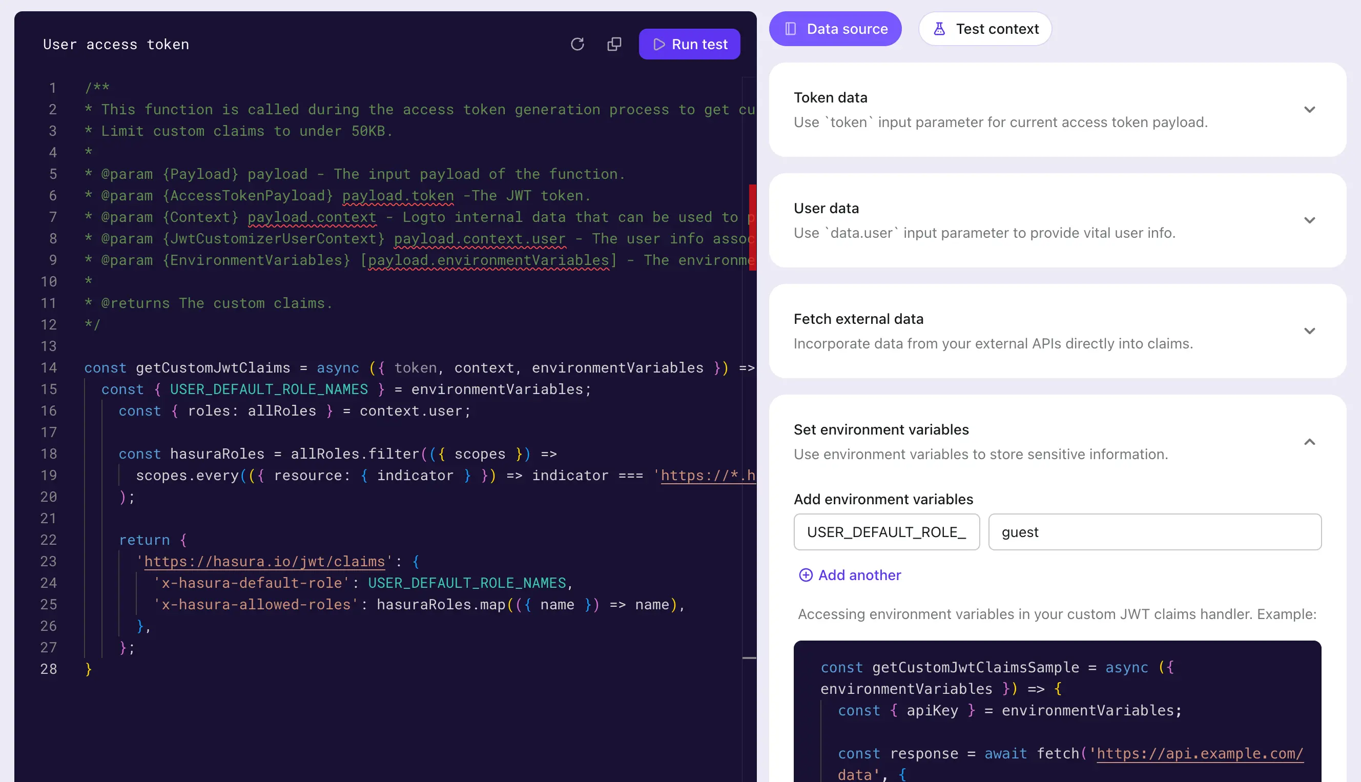 Benutzerzugangstoken-Skript