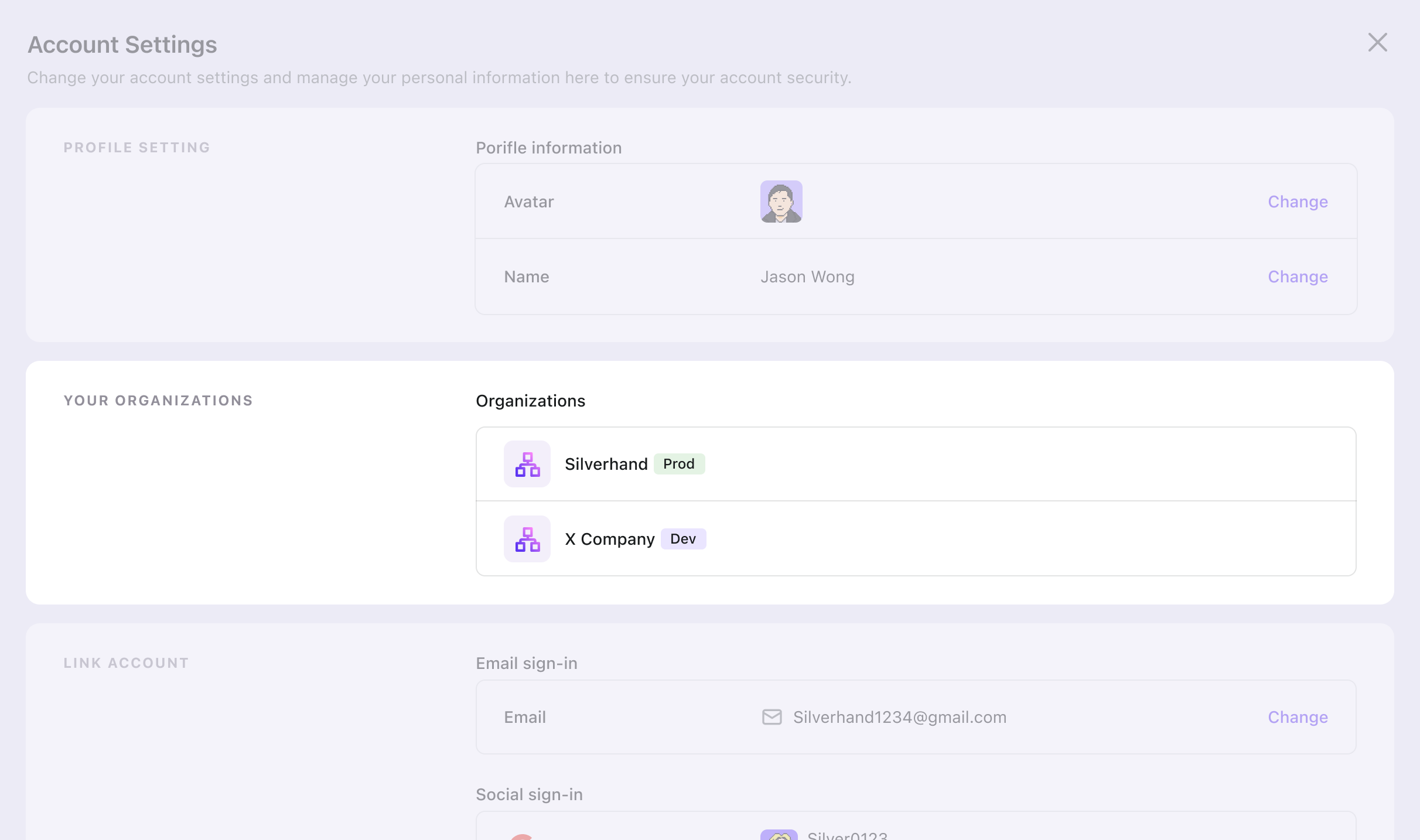 Organisations-Benutzerinfo